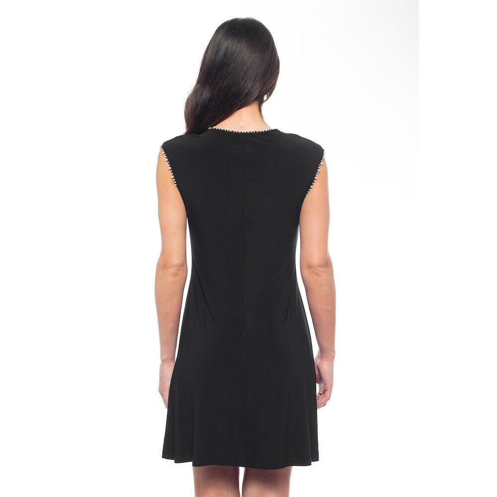 NWT Tash + Sophie Women's Black Pearl Trim Sleeveless Dress Size M - Picture 10 of 10